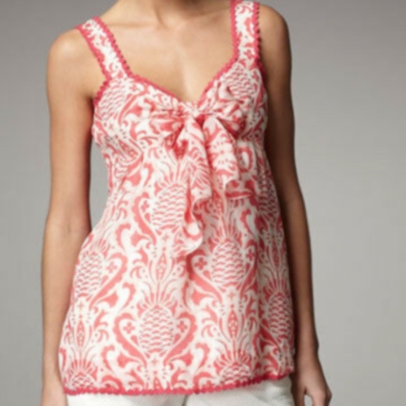 Kate Spade Pineapple Print Silk Linen Top Size 4 - Picture 1 of 9